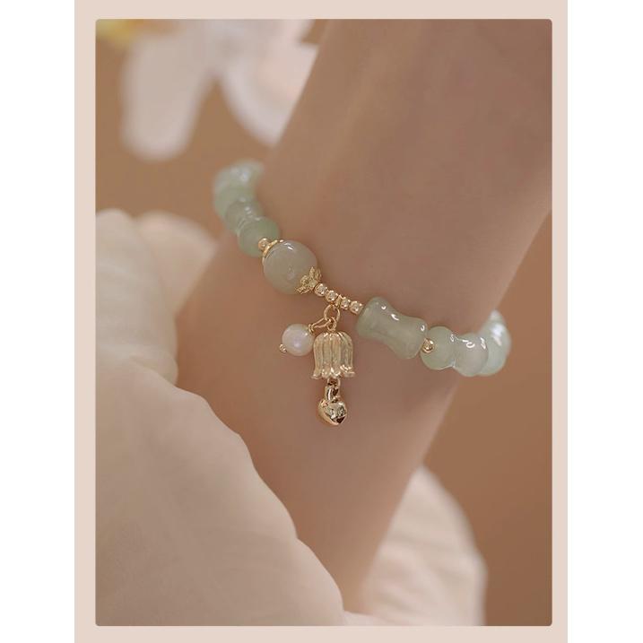 

Qinggeyin Natural Aventurine and Hetian Jade Pearl Bracelet for Women, New Style, Light Luxury, Niche, High-end Feel Net hand circumference15-