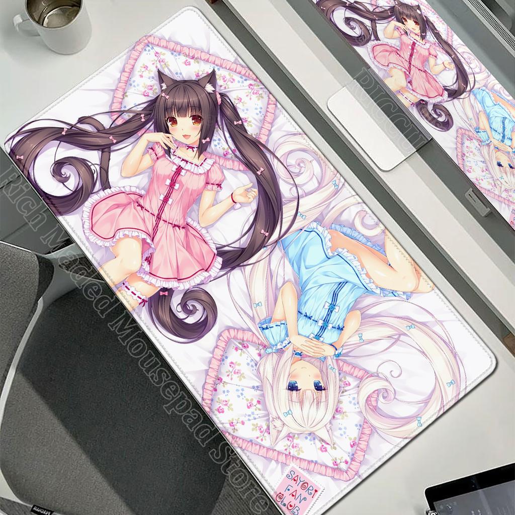 XXL Gamer Computer Desk Mat Nekopara Mouse Pad Cute Anime Girl Mousepad Carpet Office Laptop Mousemat Desktop Table Mat 900x400