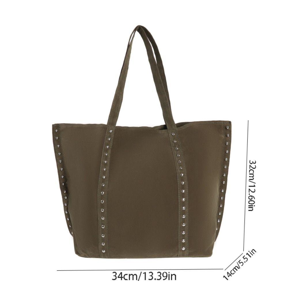 Solid Color Suede Leather Shoulder Bag PU Leather Matte PU Handbag Suede Rivet Tote Bag  Outdoor