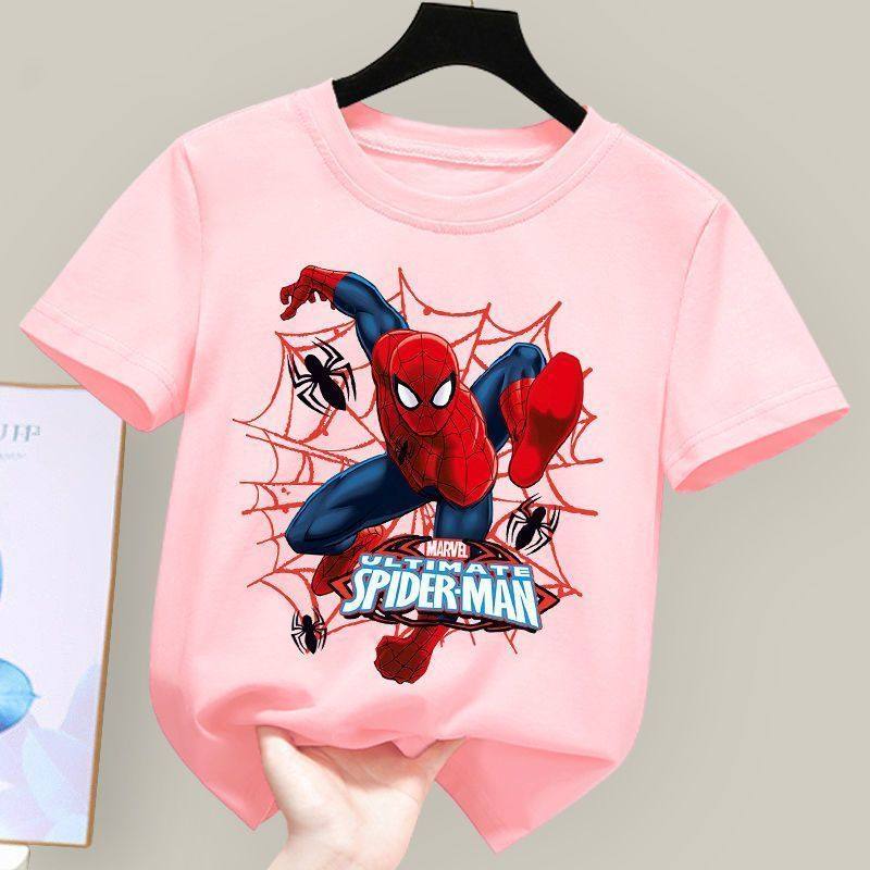 

Spider Man Pure Cotton Children s Short Sleeved Summer Clothes New Pure Cotton Parent-child T-shirt Cool Clothes 110
