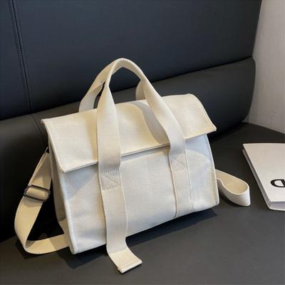 Foreign Trade Large Capacity Canvas Bag for Women, New Trendy Simple Versatile Floral Wide Strap Handbag Commuter Crossbody Bag