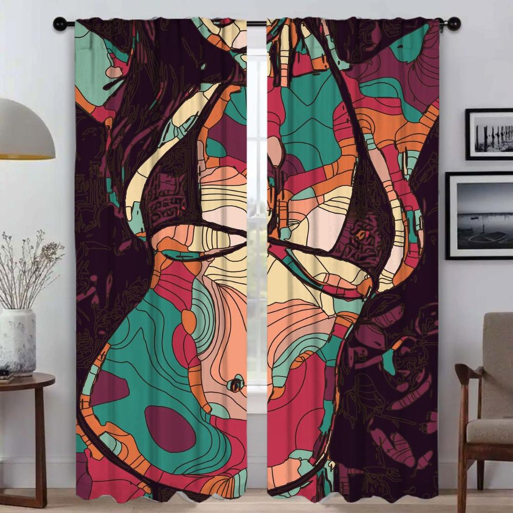 

Шторы от комаров 2 шт. Абстрактные сексуальные девушки затемняющие шторы для камеры оконные шторы тюль для спальни жалюзи кухни W107xH183cmx2pcs-CL