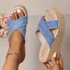 Fashion Women Shoes Woven Chunky Platform Sandals Women Fashion Cross Band High Heels Slippers Woman Thick Sole Summer New Sandles Mujer