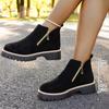 Round Head Side Zipper Martin Boots Short Boots Thick Heel New Autumn and Winter Large Size Women's Short Boots Women