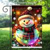 1pc Christmas Snowman Light-Up Garden Flag with Lights, No Pole Included,  Double-Sided Holiday Yard Banner, Seasonal Home Decor, Fade-Resistant Desig