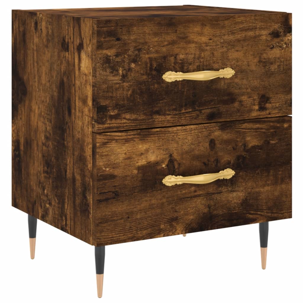 Nightstands 2 Pcs Smoked Oak Finish 40 X 35 X 47.5 Cm Engineered Wood