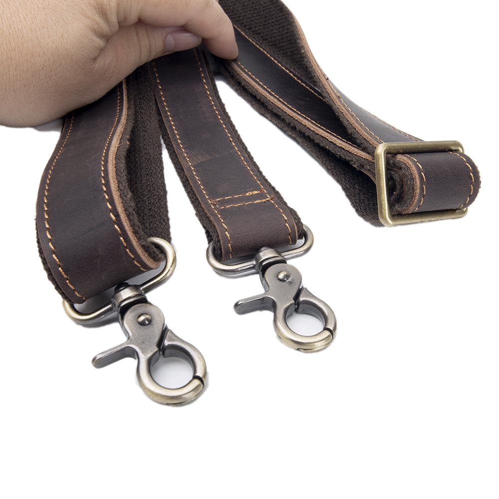Crazy Horse Leather Adjustable Crossbody Strap for Men's Bags