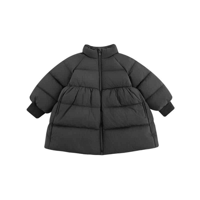 Wulibu Girls' Stylish Mid-Length Down Jacket with Ribbed Cuffs - 2025 Winter Collection