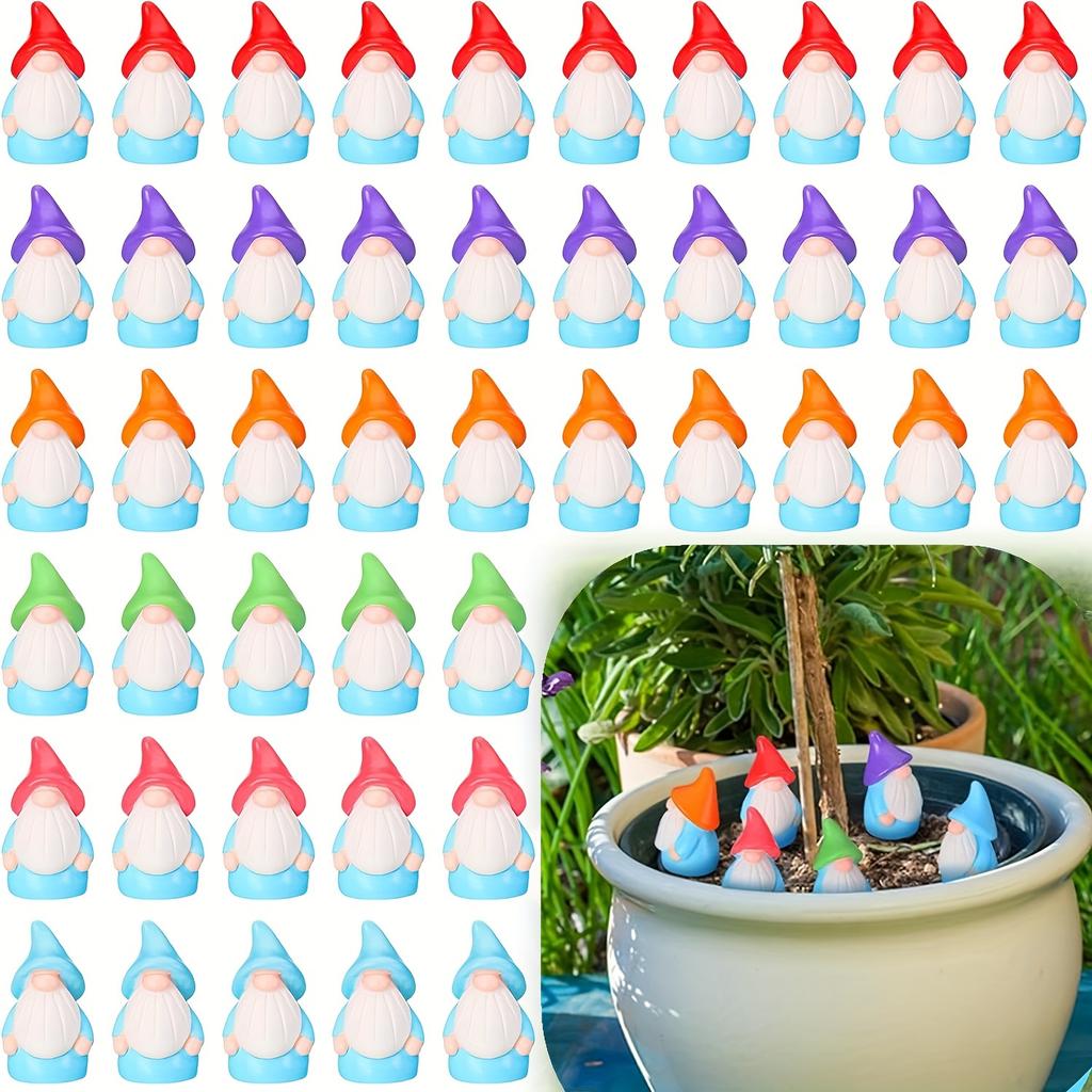 30Pc Mini Resin Tiny  Gnome Statues Floor Mount Dwarf Figurines For Craft Home Dollhouse Ornament Garden Outdoor Decoration