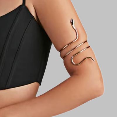 Bracelet manchette en spirale serpent enroulé punk pour bras supérieur, bijoux pour femmes, bracelet manchette en serpent tourbillonnant égyptien