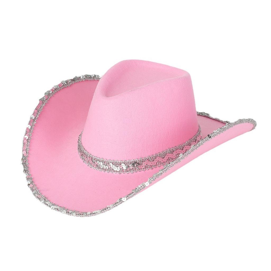 Men's and women's cowboy hats personalized wide sequins accessories wide brim curved brim trendy hat party jazz hat gift