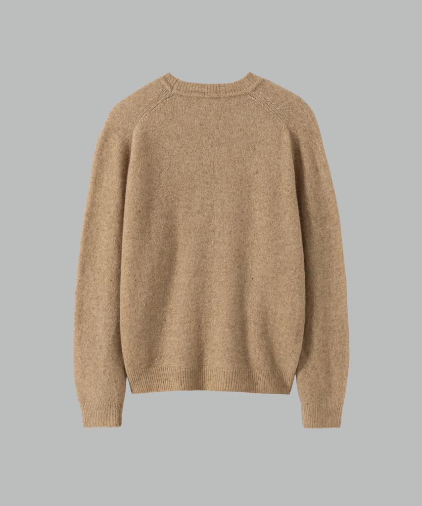 NONBLANK Mohair Wool Blend Crop Round Knit_Beige