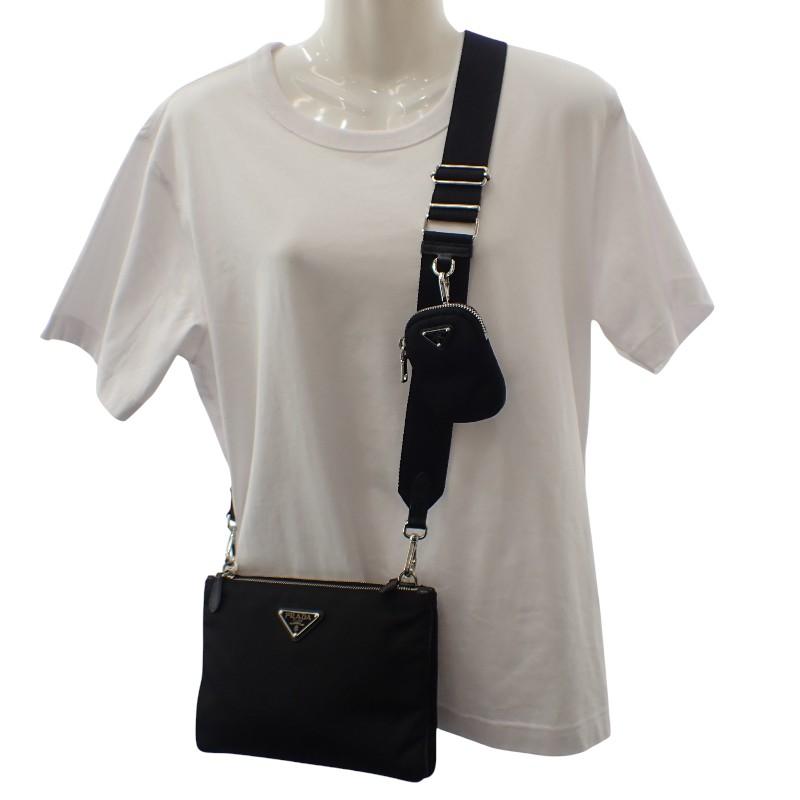 Prada 1BH046 Bolsa de Ombro preto/NERO Nylon/couro Mulheres
