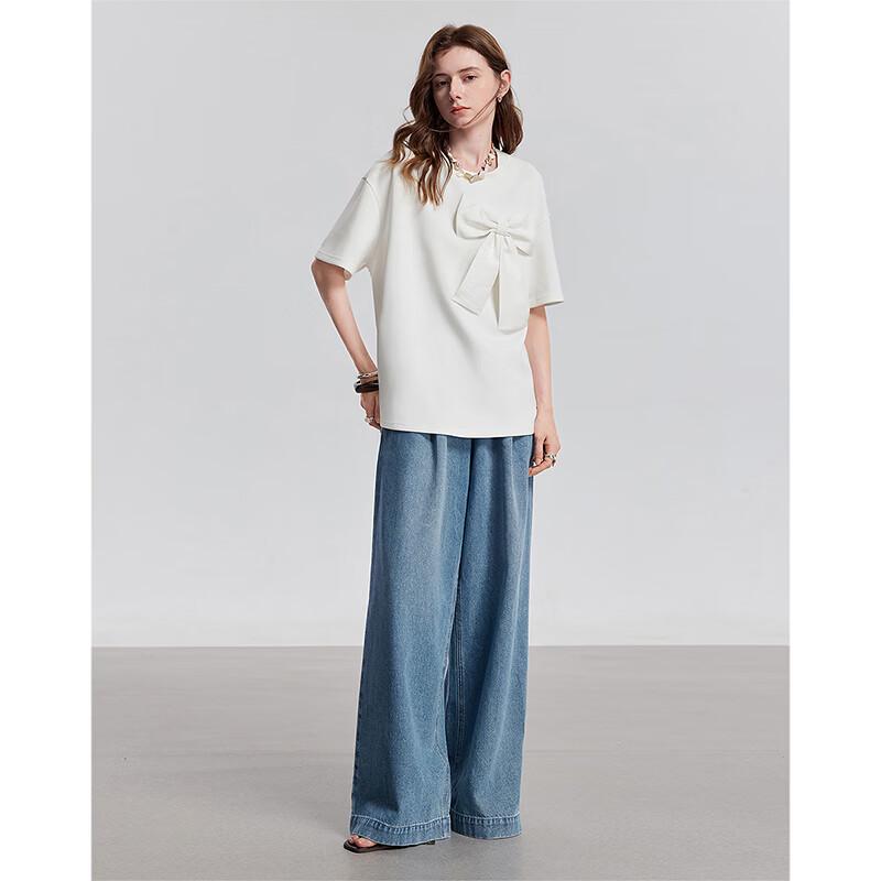 Chuyu Women's 2025 Summer Oversized Bowknot T-Shirt