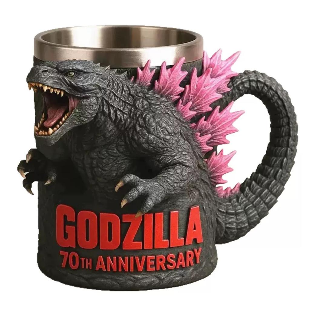 6 Types Godzilla Anime Peripheral Model Ornament Water Cup Godzilla 70th Anniversary 3D Resin Mug Cartoon Coffee Cups Kids Gift