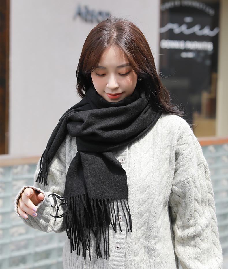 White Cashmere Scarf: Thickened, Solid Color, Versatile for Women & Men, Perfect for Autumn & Winter