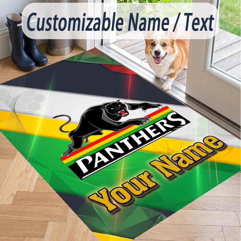 Custom Text Printed Rug Penrith Panthers Non Slip Floor Carpet For Home Room Decor
