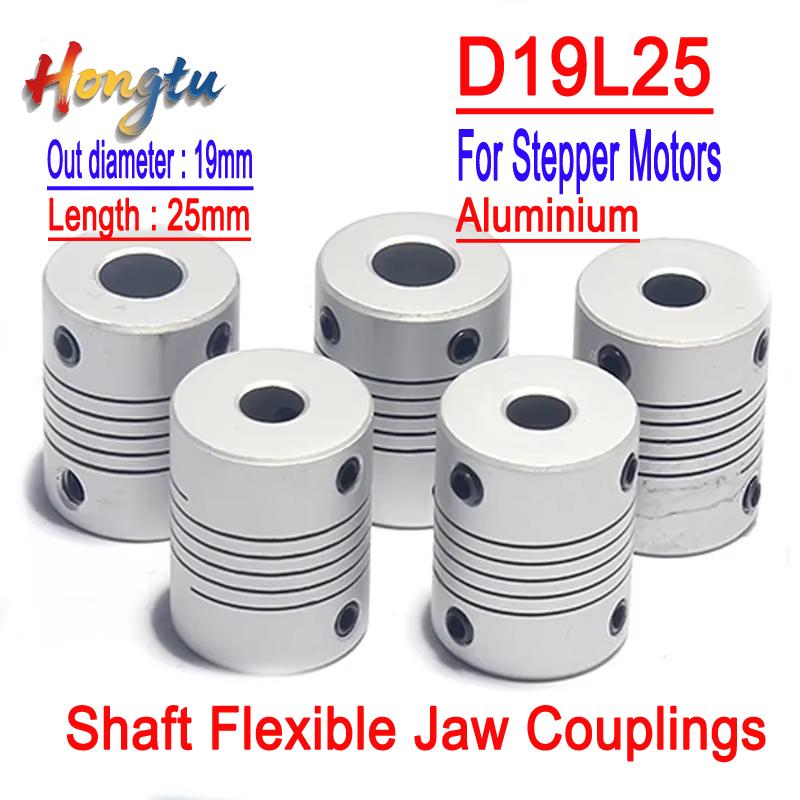 3mm-10mm Shaft Flexible Jaw Couplings - D19L25 Aluminium CNC-Made, for Stepper Motors, Engraving Machines, Encoders 3x3