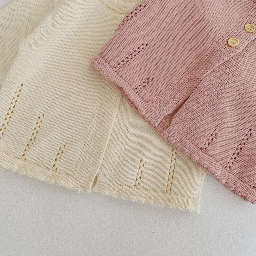 2025 Autumn Sweet Knit Cardigan for Girls, Ages 0-3: Round Neck Cotton Sweater