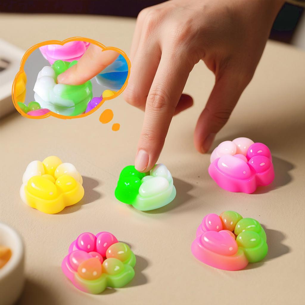 Mini Cute Cat Paw Soft Rubber Toys Soft Squeeze Animal Paw Toys With Glitter Confetti And Heart Details Birthday Gifts