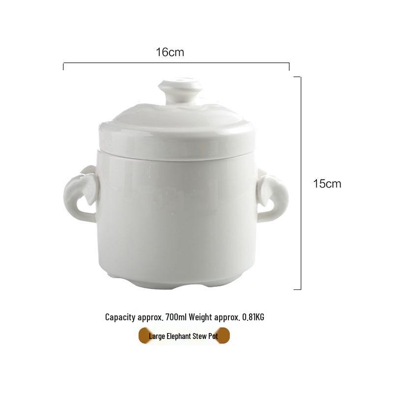 Ceramic Double Lid Stew & Soup Pot with Double Ears for Steaming & Stewed Eggs