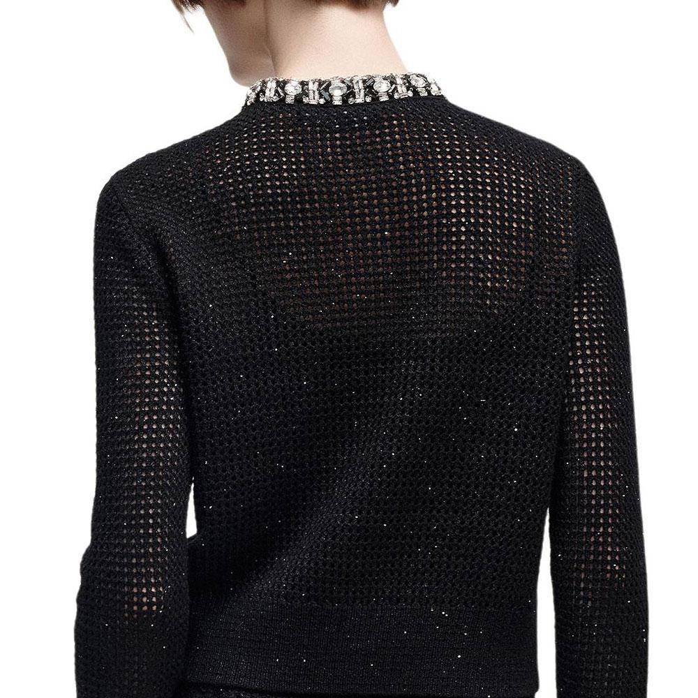 Karl Lagerfeld French Elegant Daily Commuting Casual Relaxed Date Outfit Light Luxury Quality Women Cardigan Black K26L2201