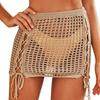 Beach Skirt Solid Color Drawstring Sexy Hollow Out Hight Waist Summer Skirt Holiday Clothes