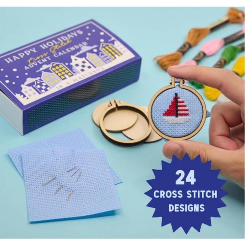 Christmas Cross Stitch Advent Calendar, Christmas Countdown Advent Calendar Embroidery Kit 2024, Gift for Beginners and Craft Lovers