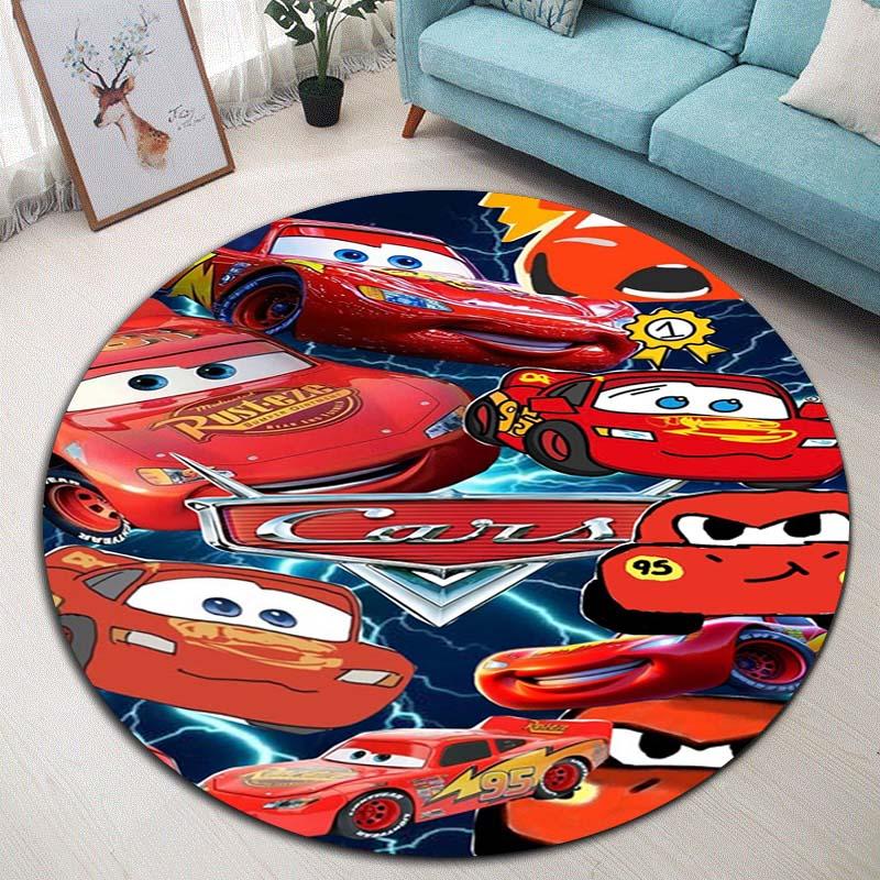 Tappeto Rotondo con Popolare Motivo Auto da Corsa Tappeto Circolare per Camera da Letto Bambini Tappetino Antiscivolo McQueen per Decorazione Casa