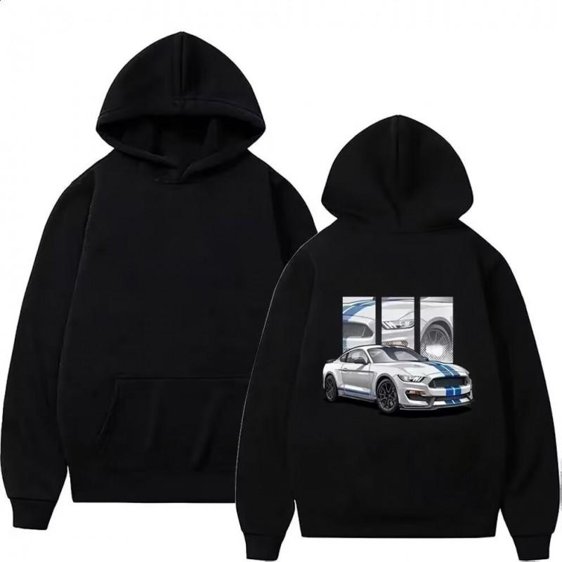 Mens Hooded Cotton Blend Sweatshirt With Printed Design Regular Fit Casual Wear