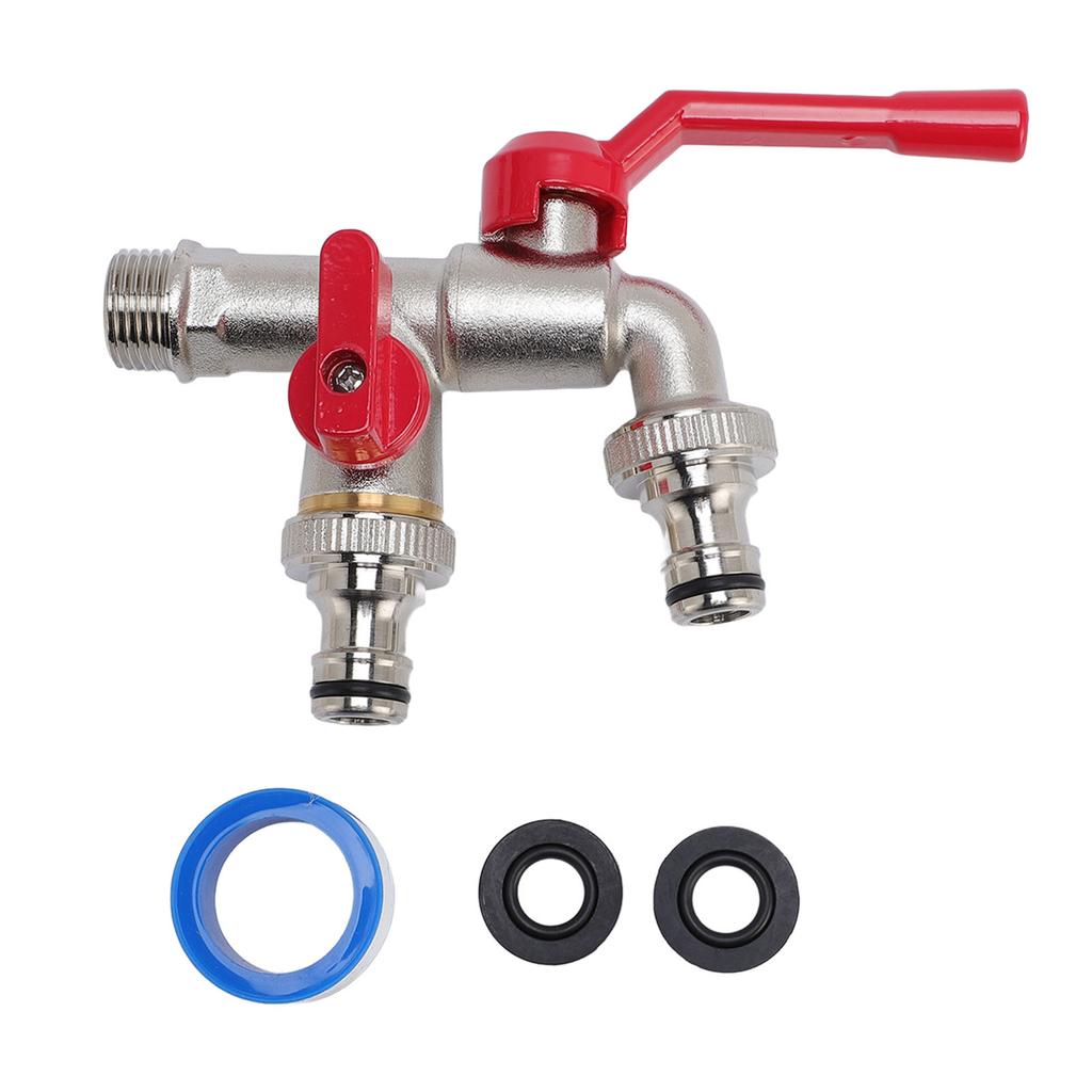 Außen Doppelhahn Wasserhahn 34in Durchmesser Einlass 25mm Auslass Multifunktionaler Außenhahn Garten