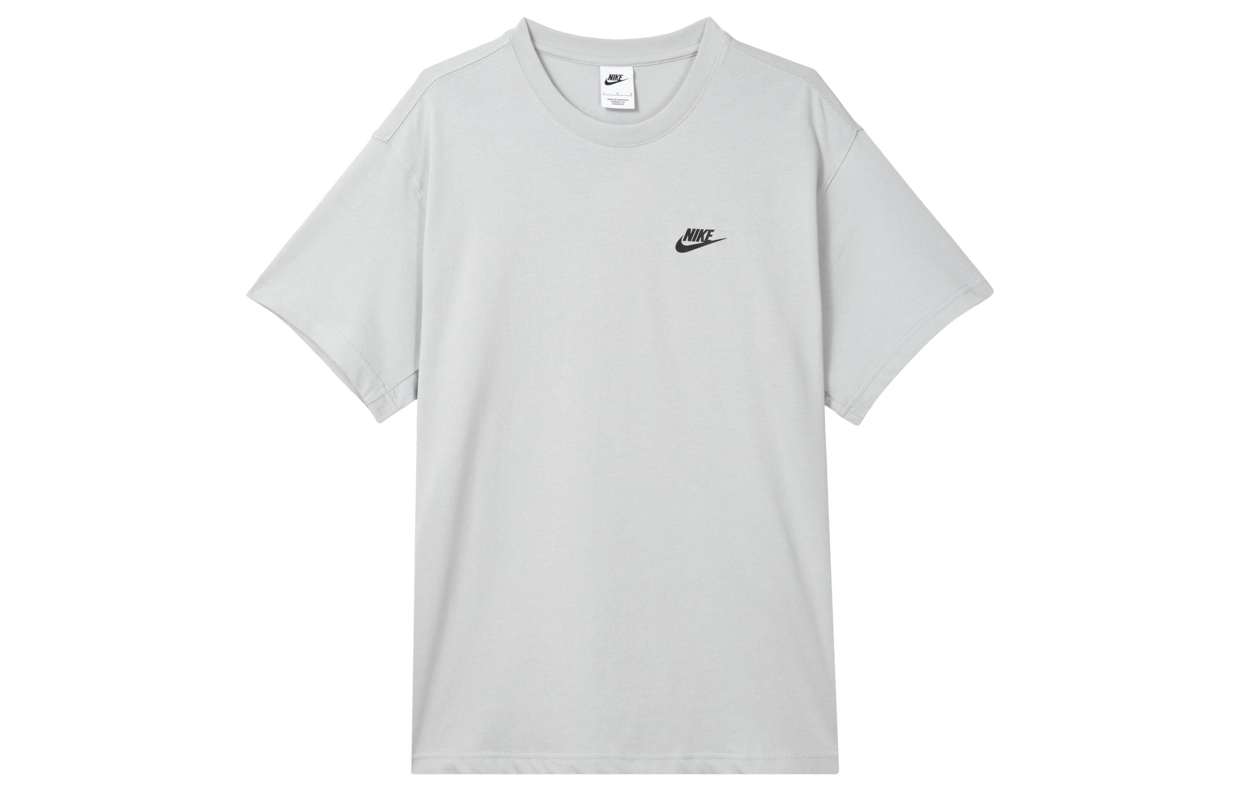 Nike T Shirts Men s Mist Gray Crew Neck Moderate Straight Fit DM6586-063 S