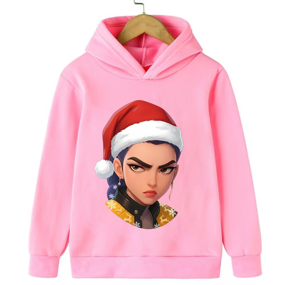 

Kpop Devil Hunter Anime Series Cartoon Christmas Printed Casual Fashion Comfortable Hooded Sweatshirt 160cm розовый