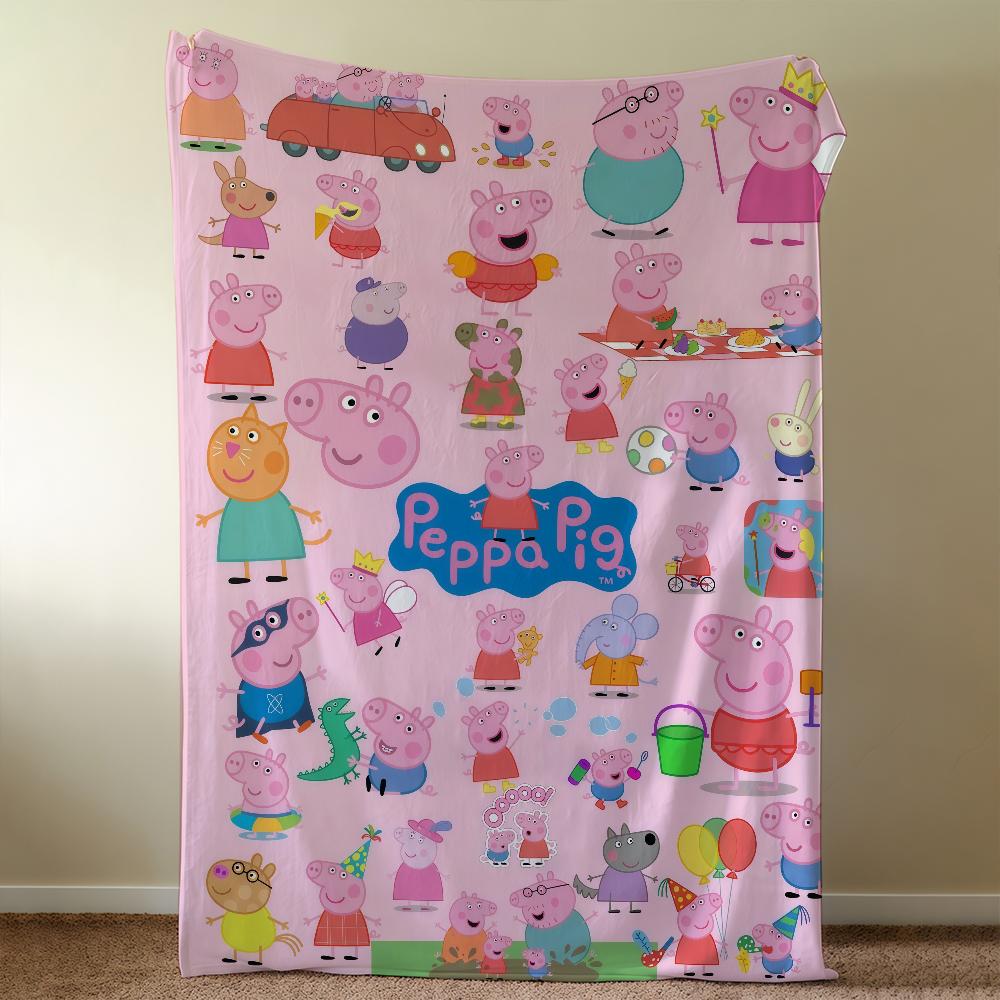 P-PeppaS-ES Blanket Throw Super Cosy Plush Living Room Sofa Couch Childish Birthday P-PigS Gifts
