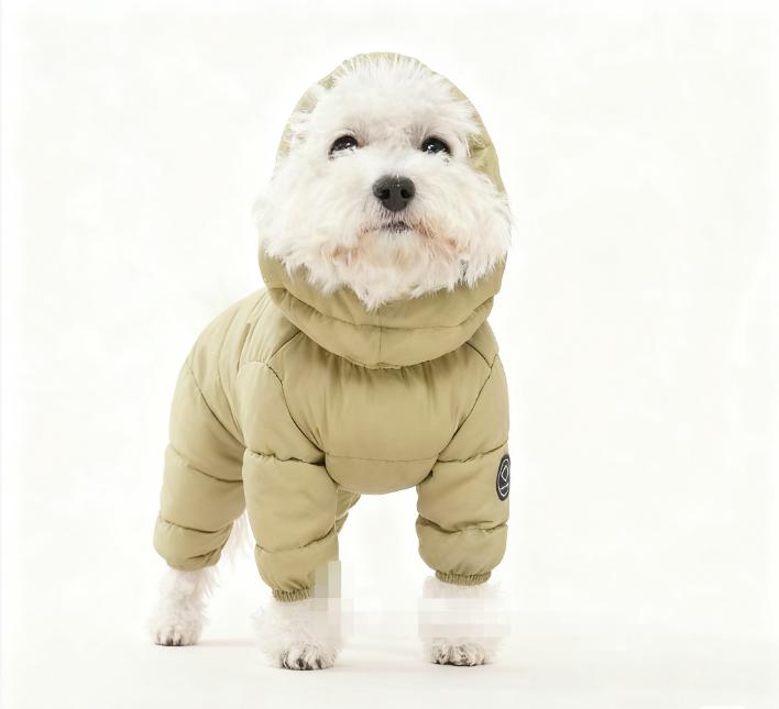 Korean Teddy Poodle Small Dog Pet Dog Winter Clothes Four Legged Coat Thick Down Cotton Jacket for Warmth and Cold Protection