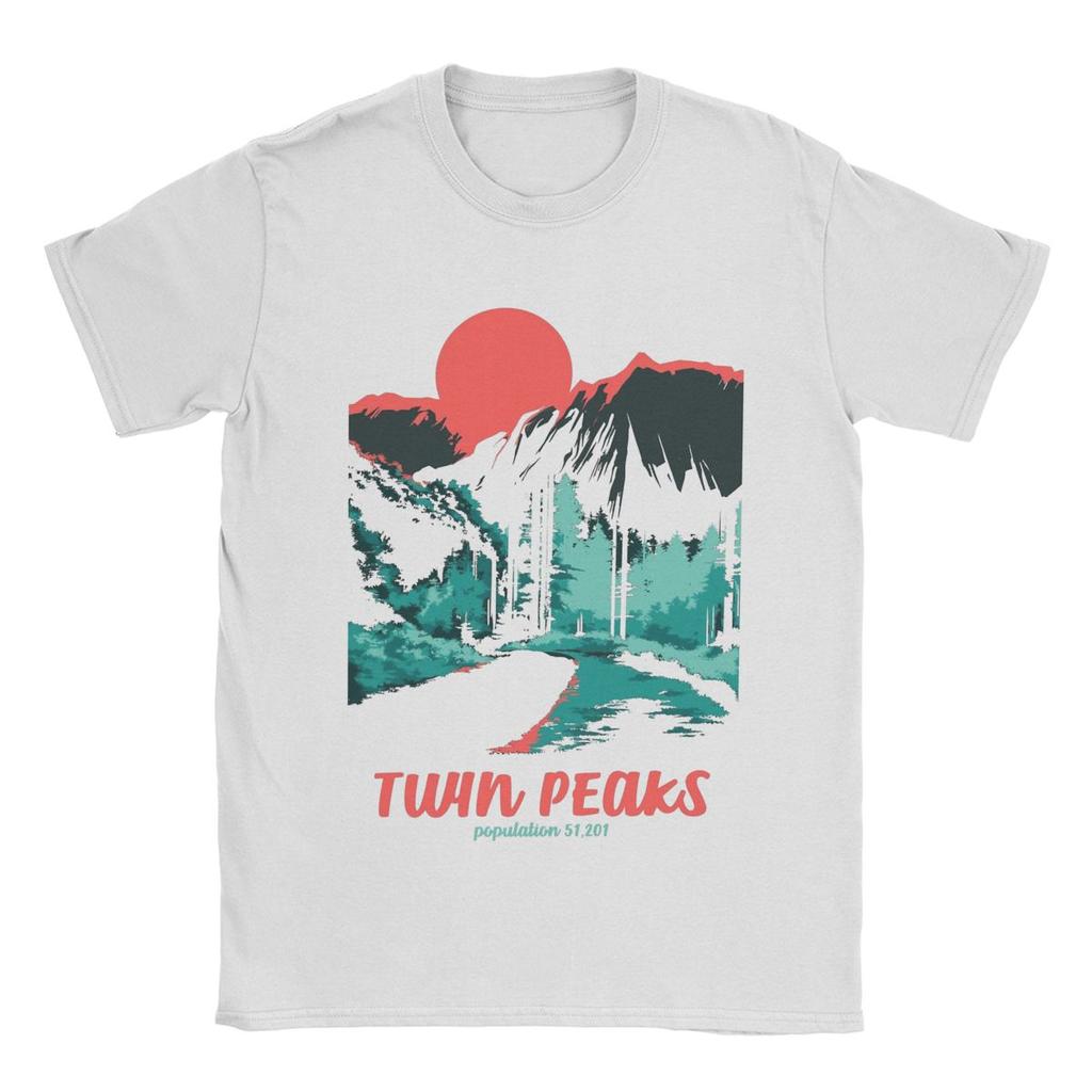 Men's T-Shirts Twin Peaks National Parks Tonal Welcome Poster Cotton Tees Short Sleeve T Shirt Round Collar Clothing Summer