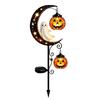 Solar Powered Halloween Skull Ghost Moon Stake Lights Garden Lawn Pathway Yard Outdoor Fall Metal Decor