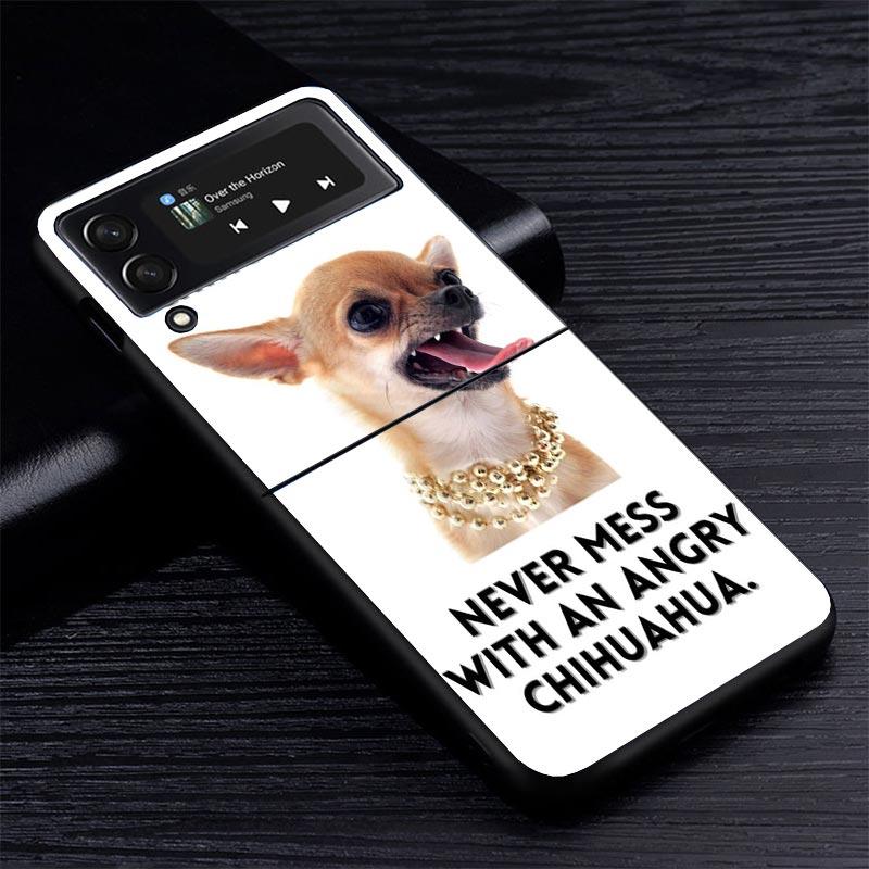Chihuahua Welpe Teetassen Hunde Z Flip 7 Phnoe Hülle Für Samsung Z Flip 6 5 4 3 5G Galaxy ZFlip7 ZFlip4 ZFlip5 ZFlip6 ZFlip3 Telefon Co