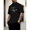 Men's Printed Round Neck T-Shirt Trendy Loose Fit Versatile Top,Suitable for Outdoor Activities