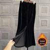 Black Gold Velvet Fishtail Midi Skirt: Slimming European Style for Spring & Autumn Women