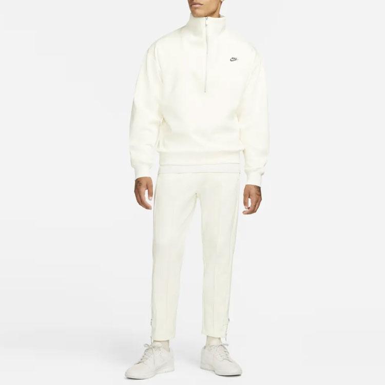 Nike Casual Logo Print Half-Zip High Collar Pullover Sweatshirt Men Tops White DQ4238-113