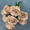9 Heads Rose Bouquet Retro Style Realistic Design Simulated Flowers Multi Head Colorful Blooms Wedding Decoration