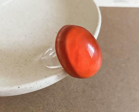 Resin Oval Ring Elegant Women Finger Jewelry