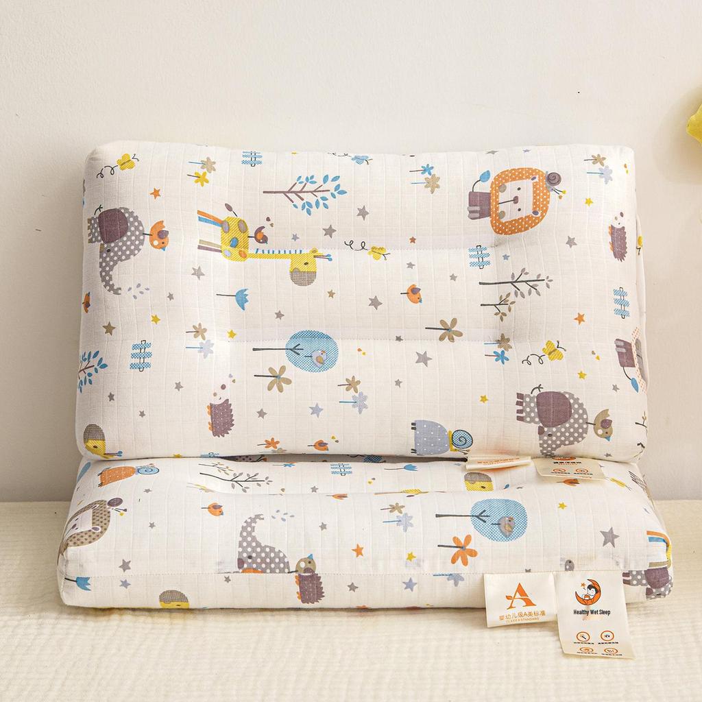 Children's Double Layer Cotton Cartoon Pillow, Ideal for Kindergarten Naps and Neck Support.