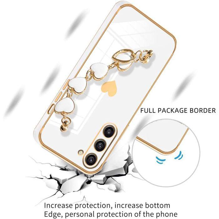 Coque Silicone - BOOLING - pour Samsung Galaxy S26 Ultra - Anti-Rayures avec Bracelet Cœur - Blanc