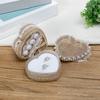 Heart-shape Linen Ring Box Jewelry Case Valentine's Day Vintage Country Wed Pastoral Ceremony Natural Ring Setting Storage Box
