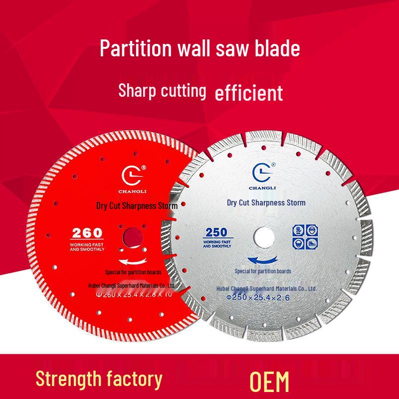 Diamond Saw Blade Set: 250mm Partition Board, 260mm Cement Concrete, 300mm Aerated Concrete Brick