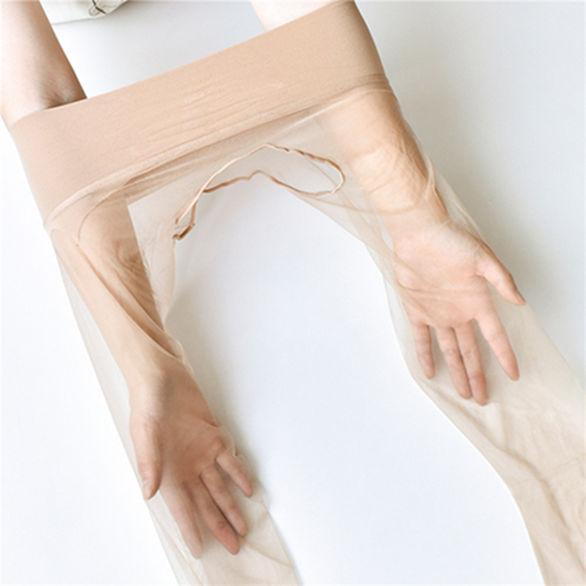 Women's Smooth Shiny Seamless Sleeping Bag Pantyhose Transparent Body