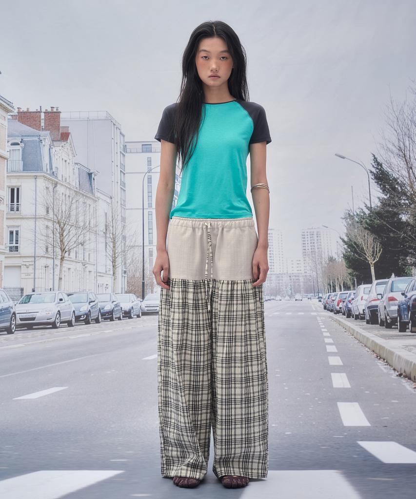 SOMSOC Bay Denim Check Lounge Pants_Beige