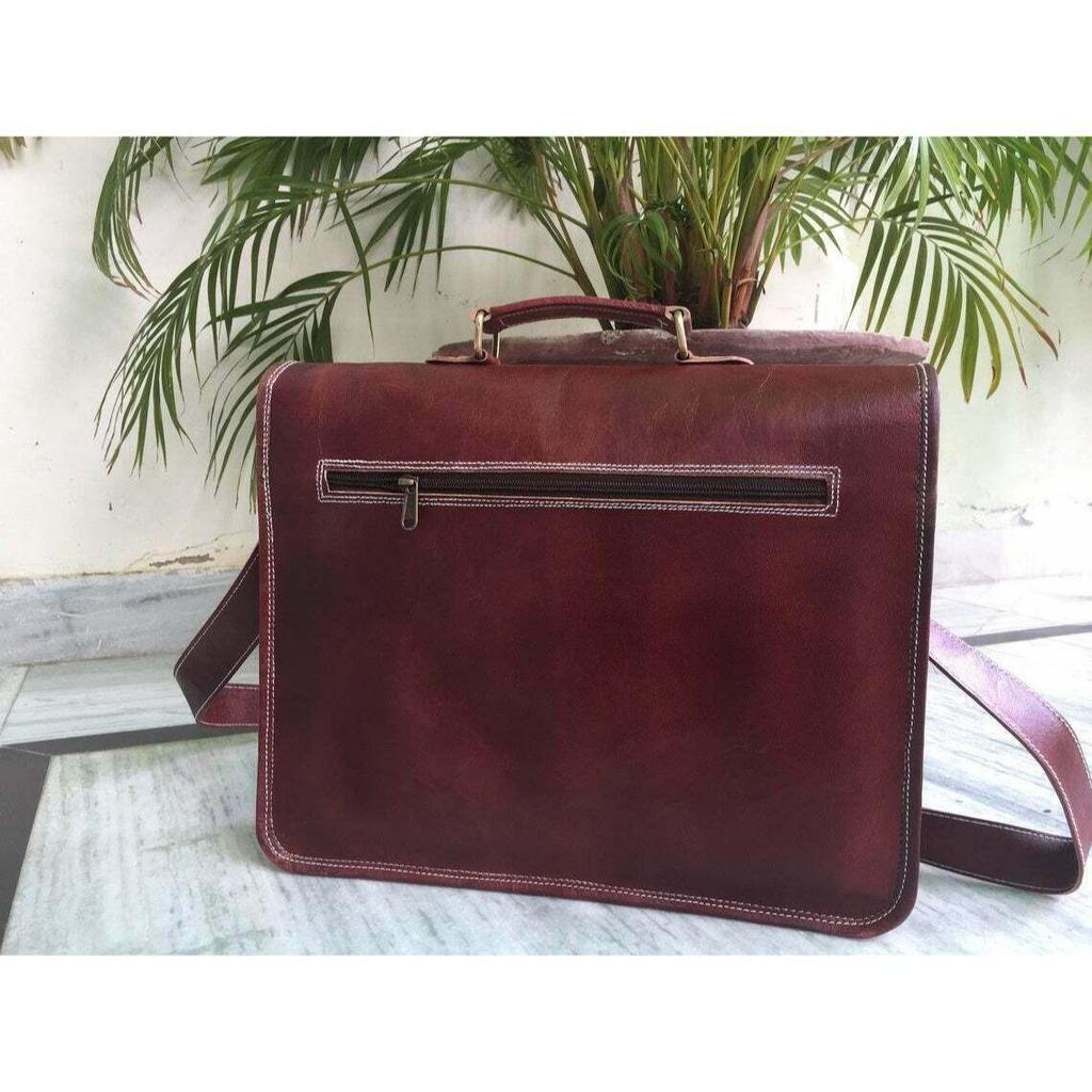 Bag Leather Goat Genuine Vintage Brown Laptop New Messenger Travel Men's